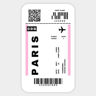 Paris Boarding Pass France Destination Ticket Sticker